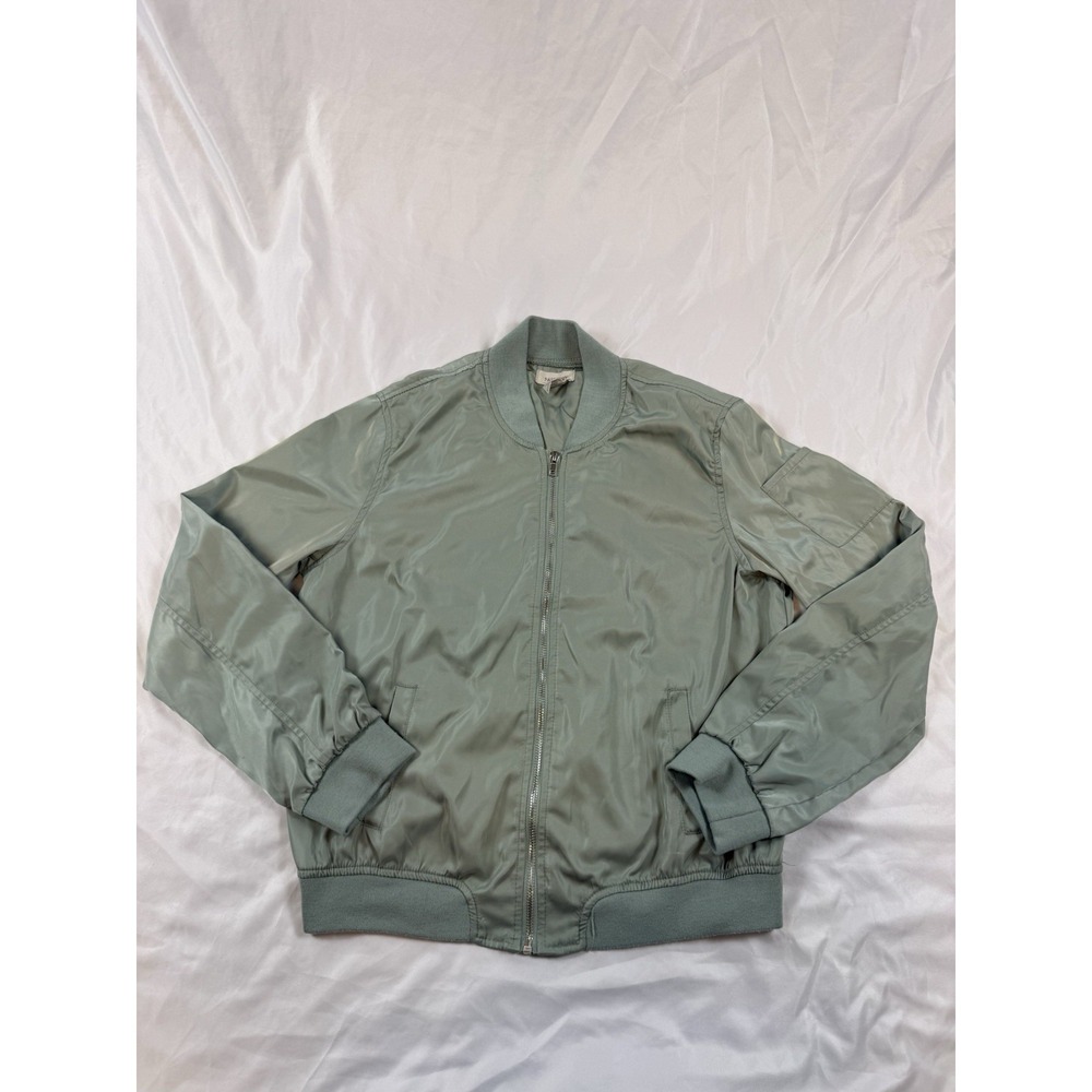 Passport Womens Green Bomber Jacket Large Zip Front Lightweight